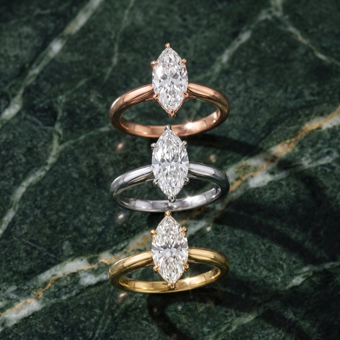Mena Hidden Halo Marquise Diamond Engagement Ring in Platinum - 3rings.jpg