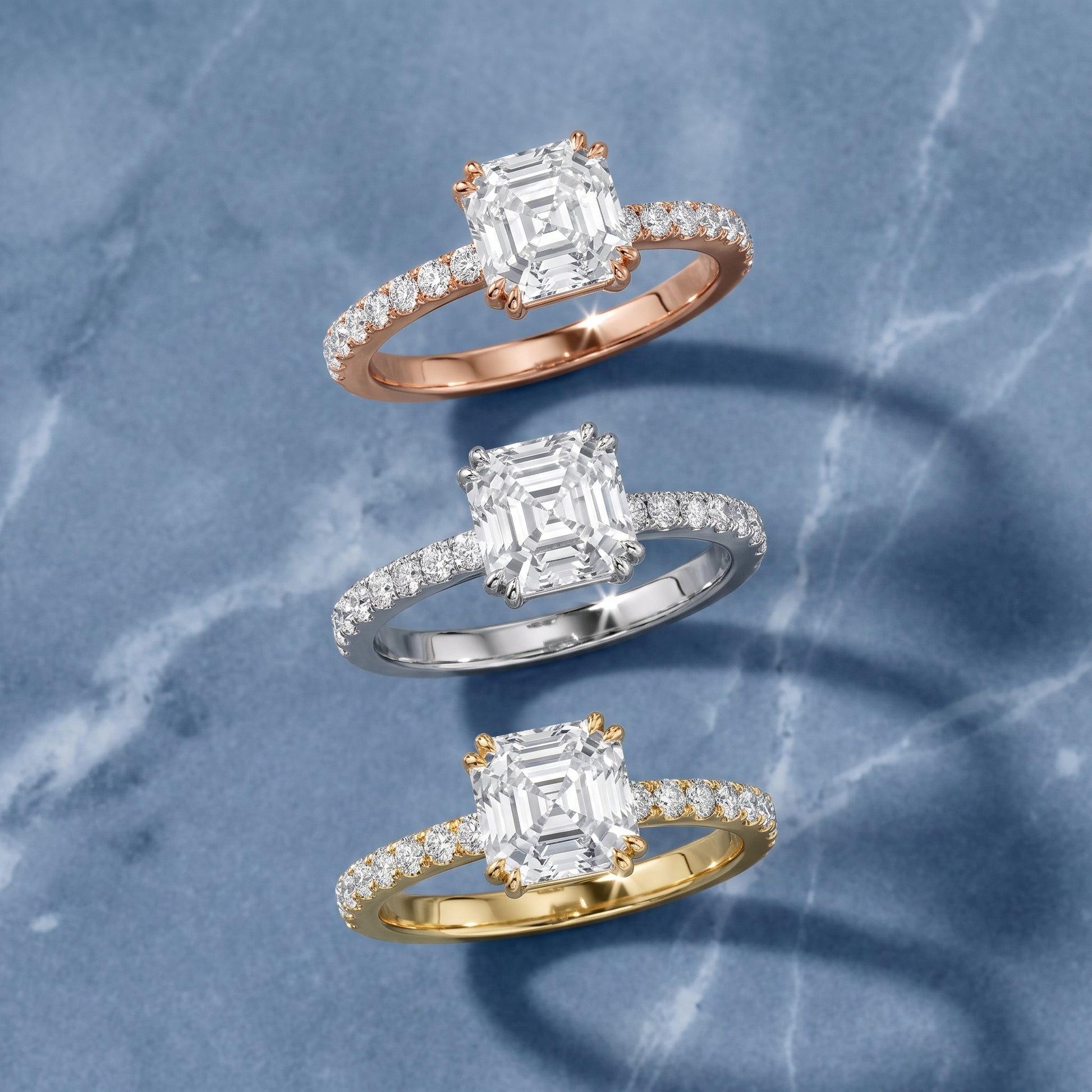 Novara Solitaire Pavé Asscher Diamond Ring in Platinum - 3rings.jpg