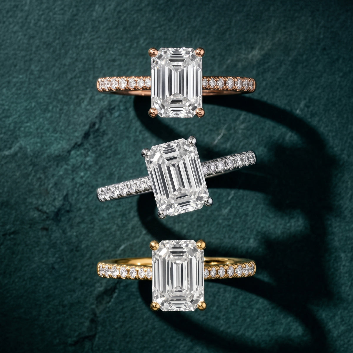 Moab Petal Pavé Emerald Diamond Engagement Ring in Rose Gold - 3rings.jpg