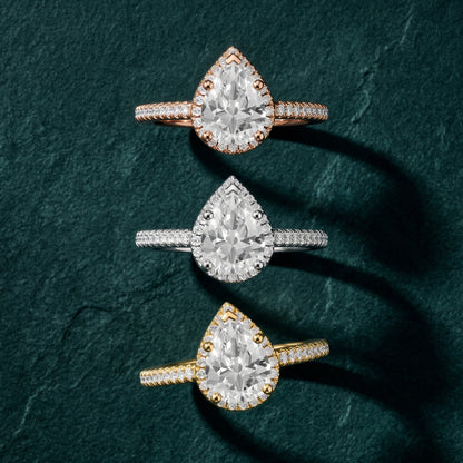 Tempe Halo Pavé Pear Diamond Engagement Ring in Platinum - 3rings.jpg
