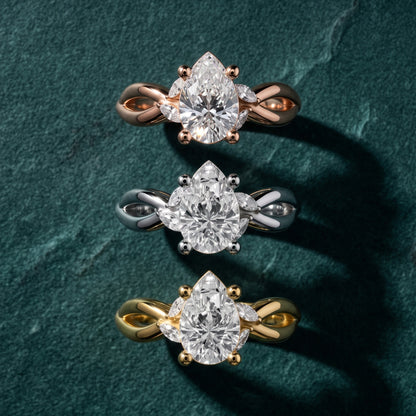 Luna Glow Twisted Pear Diamond Engagement Ring in Silver - 3rings.jpg