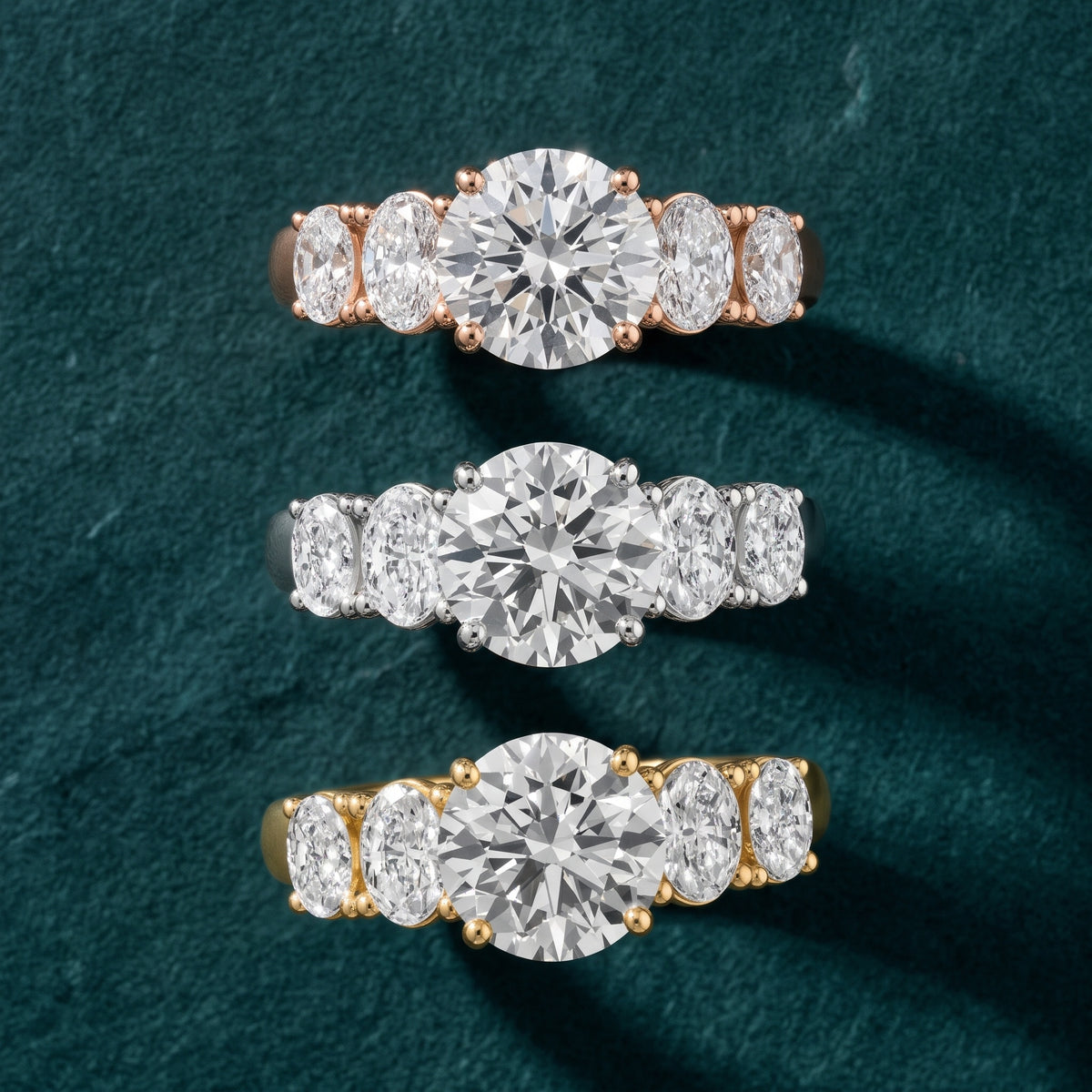 Judith Statement Five-Stone Round Diamond Engagement Ring in Silver - 3rings.jpg
