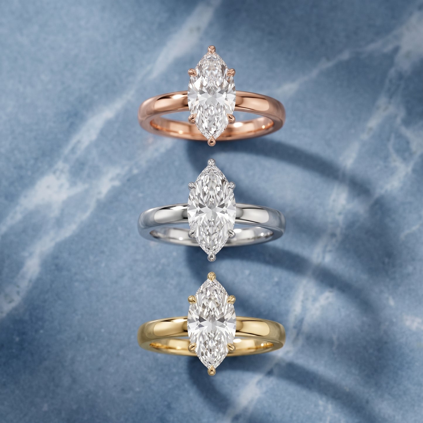 Lara Hidden Halo Marquise Diamond Engagement Ring in Silver - 3rings.jpg