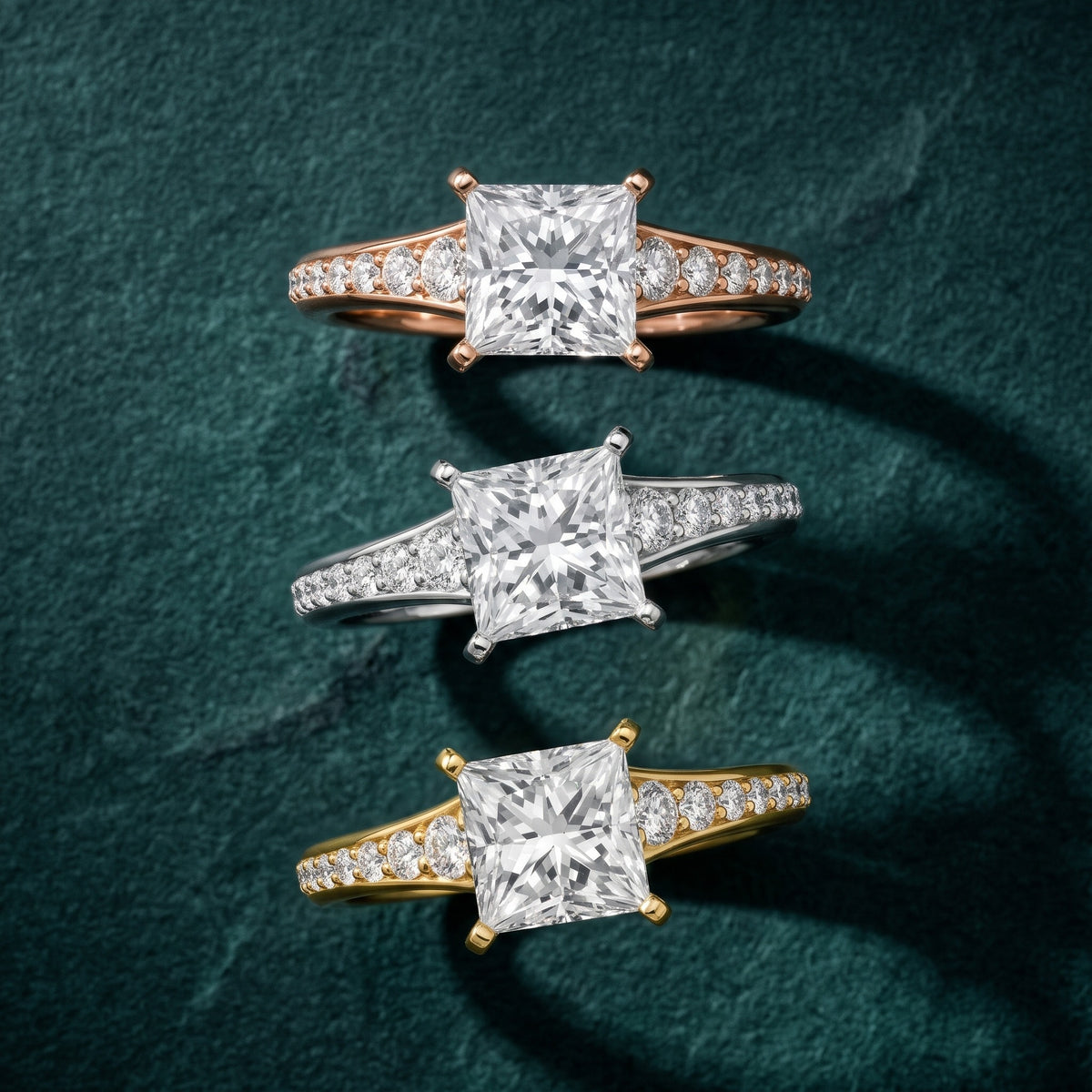 Calista Graduated Pavé Princess Diamond Engagement Ring in Silver - 3rings.jpg