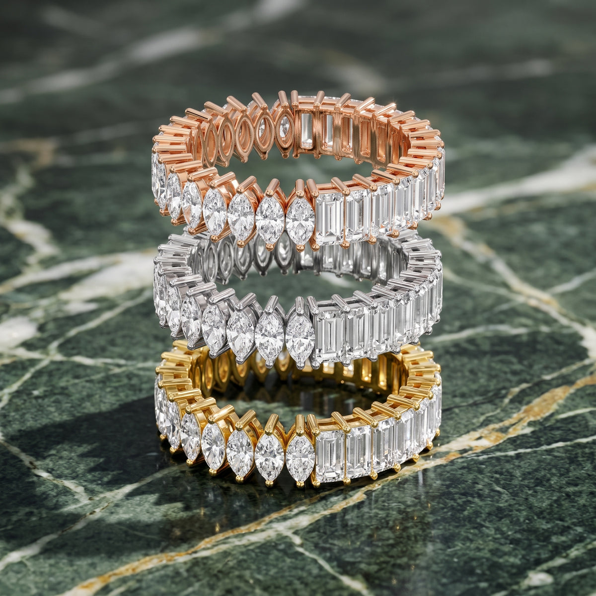 Philippa Shared Prong Marquise & Baguette Diamond Eternity Band in Silver - 3rings.jpg
