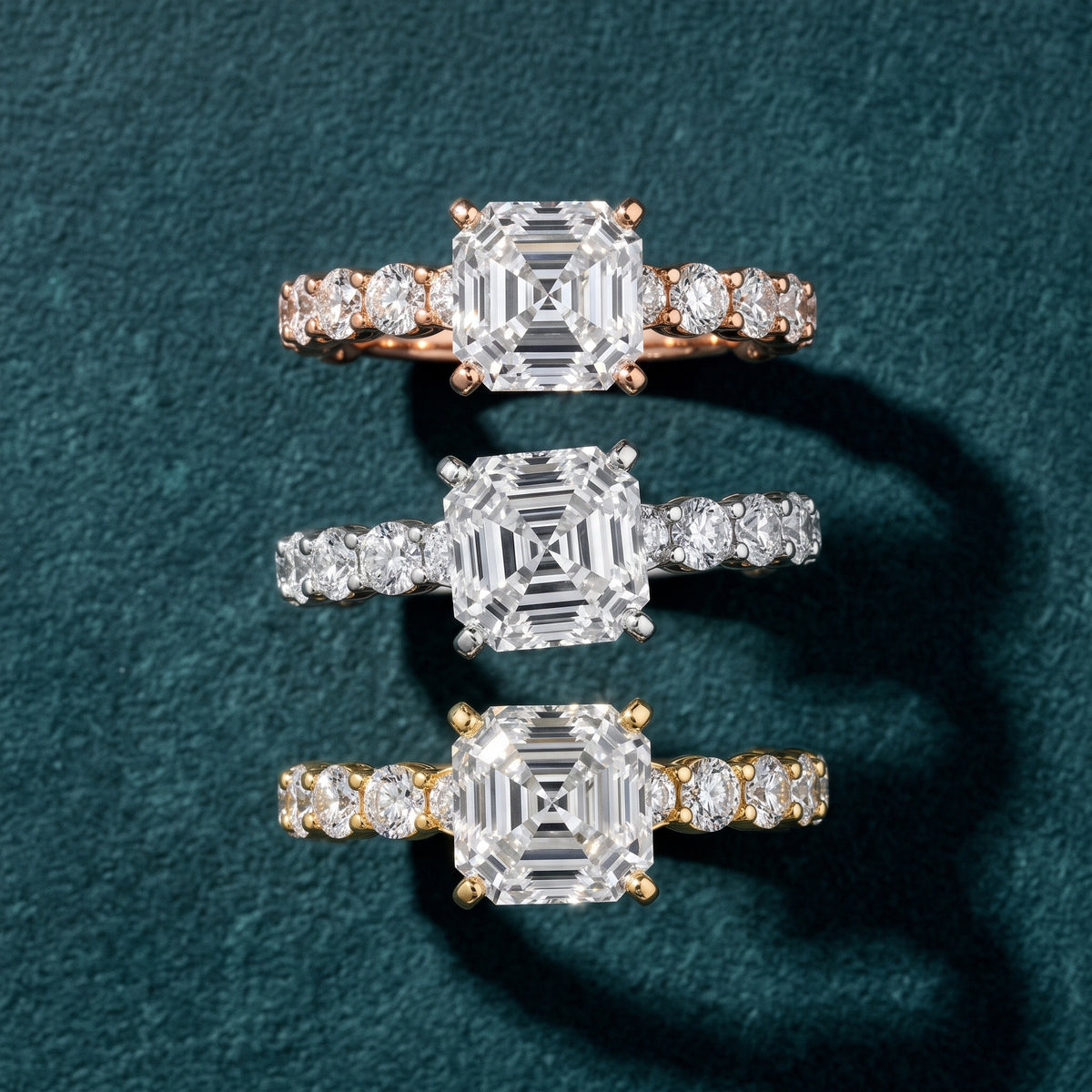 Leta Infinity Pavé Asscher Diamond Engagement Ring in Rose Gold - 3rings.jpg