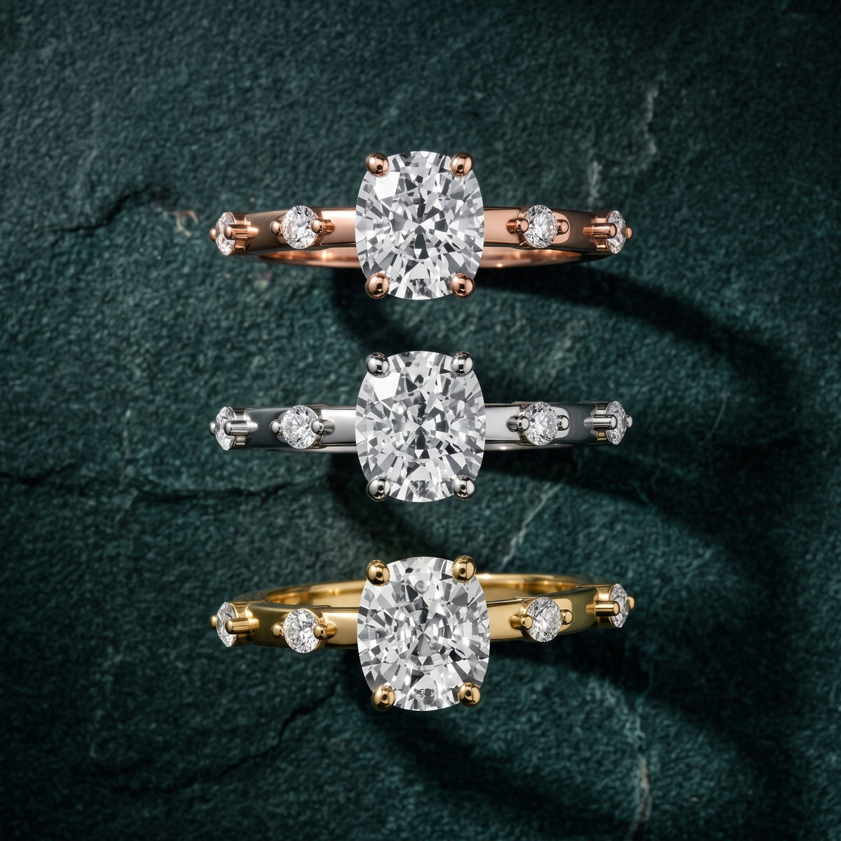 Elena Radiance Solitaire Cushion Diamond Engagement Ring in Yellow Gold - 3rings.jpg