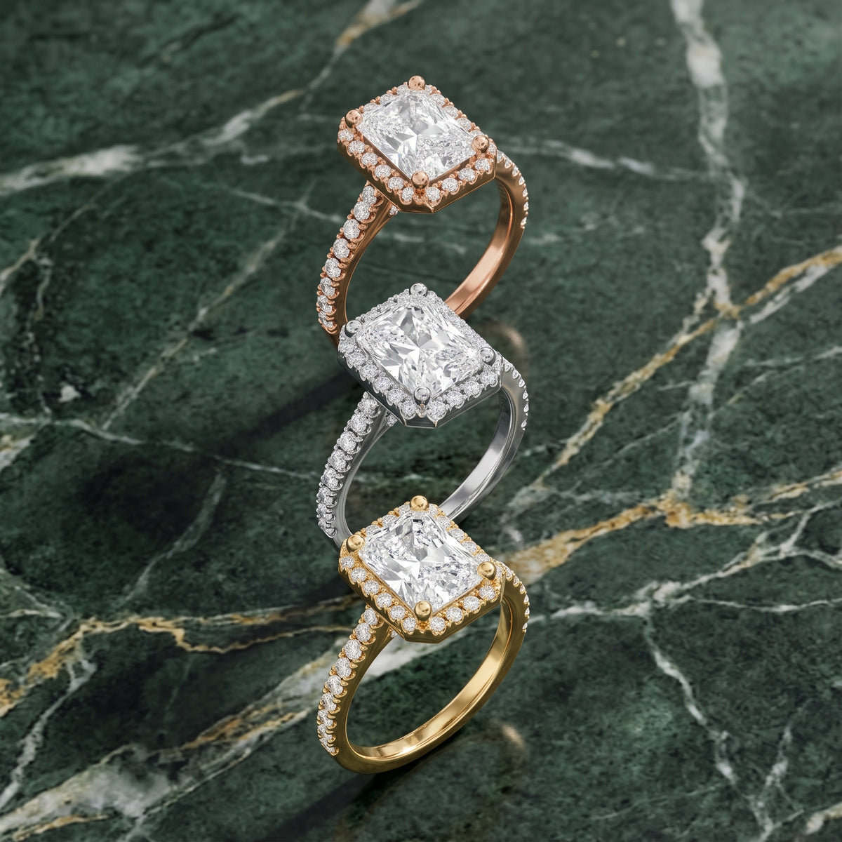 Sophie Halo Pavé Radiant Diamond Engagement Ring in Silver - 3rings.jpg