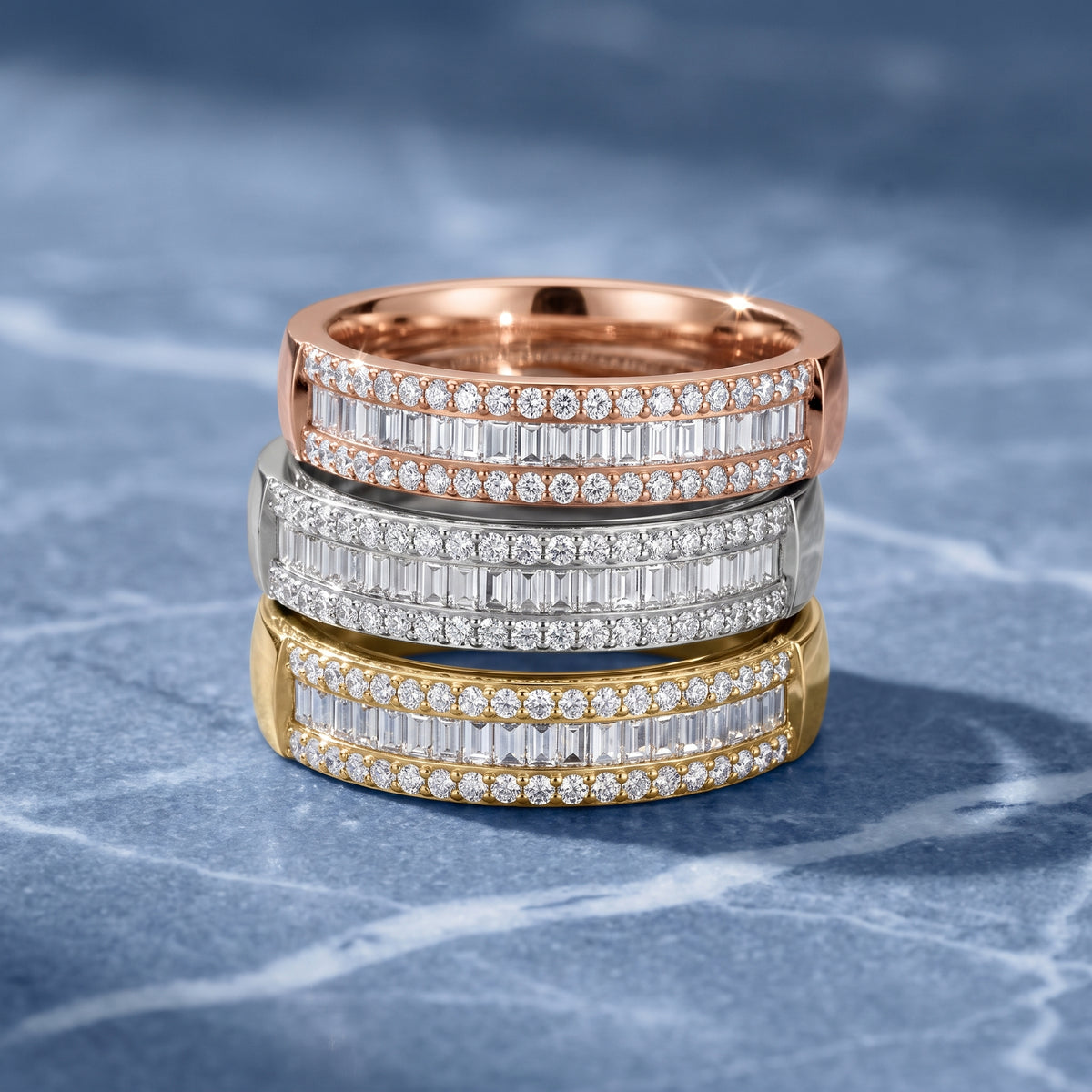 Zuri Channel Set Baguette & Round Diamond Anniversary Ring in White Gold - 3rings.jpg