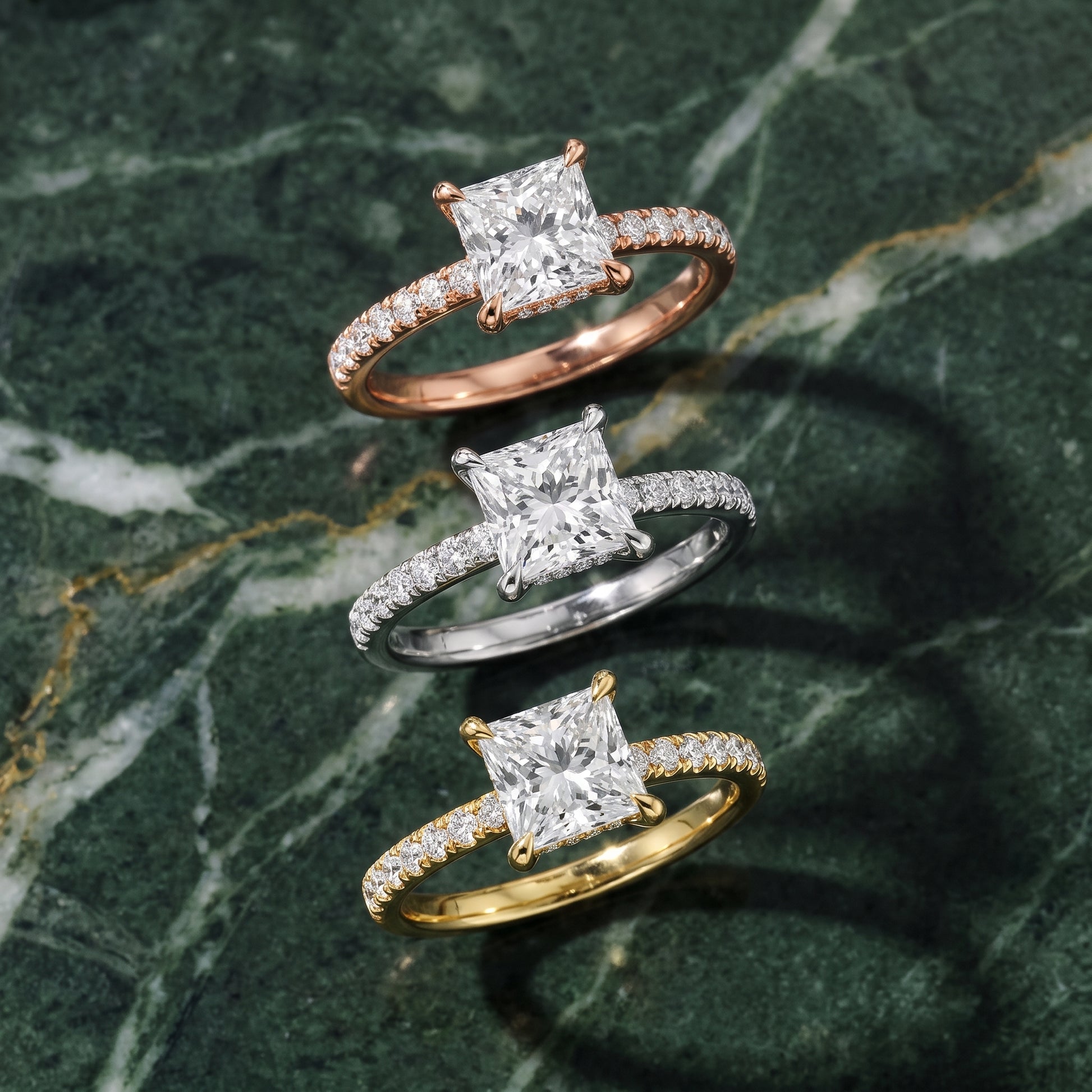 Maya Hidden Halo Pavé Princess Diamond Engagement Ring in Silver - 3rings.jpg
