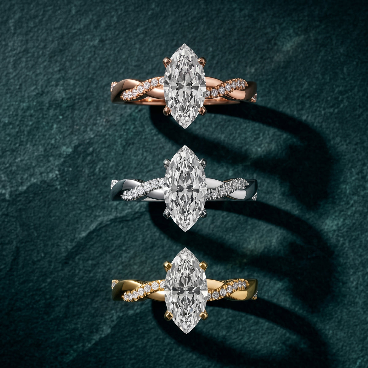 Twisted Side Stone Marquise Diamond Engagement Ring in Silver - 3rings.jpg