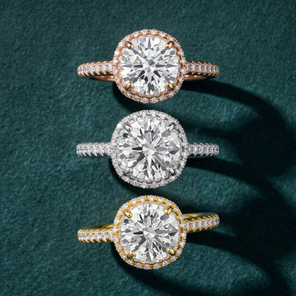 Connie Double Halo Pavé Round Diamond Engagement Ring in Silver - 3rings.jpg