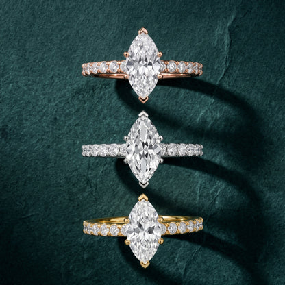Elara Scalloped Pavé Marquise Diamond Engagement Ring in Platinum - 3rings.jpg