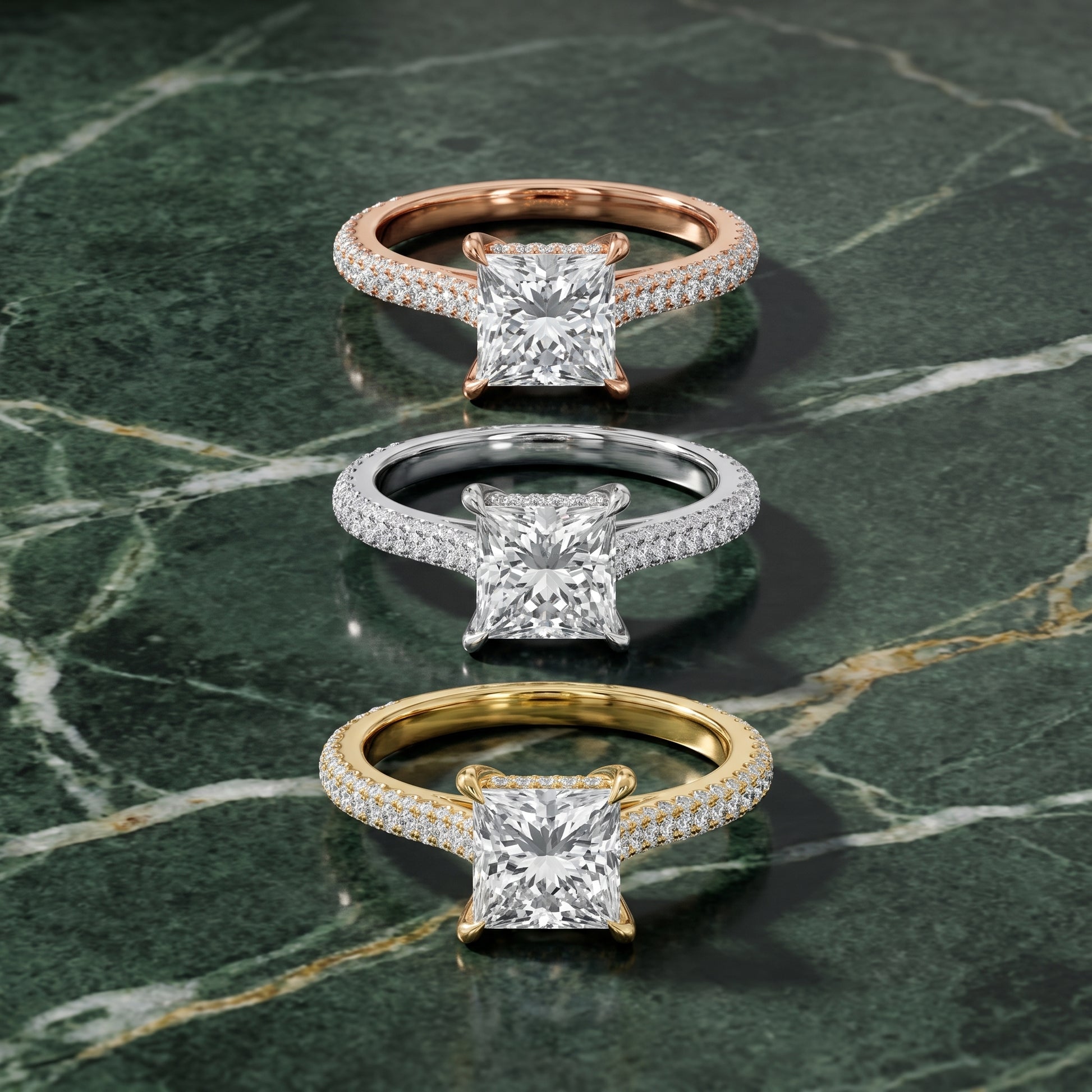 Della Hidden Halo Pavé Princess Diamond Engagement Ring in White Gold - 3rings.jpg