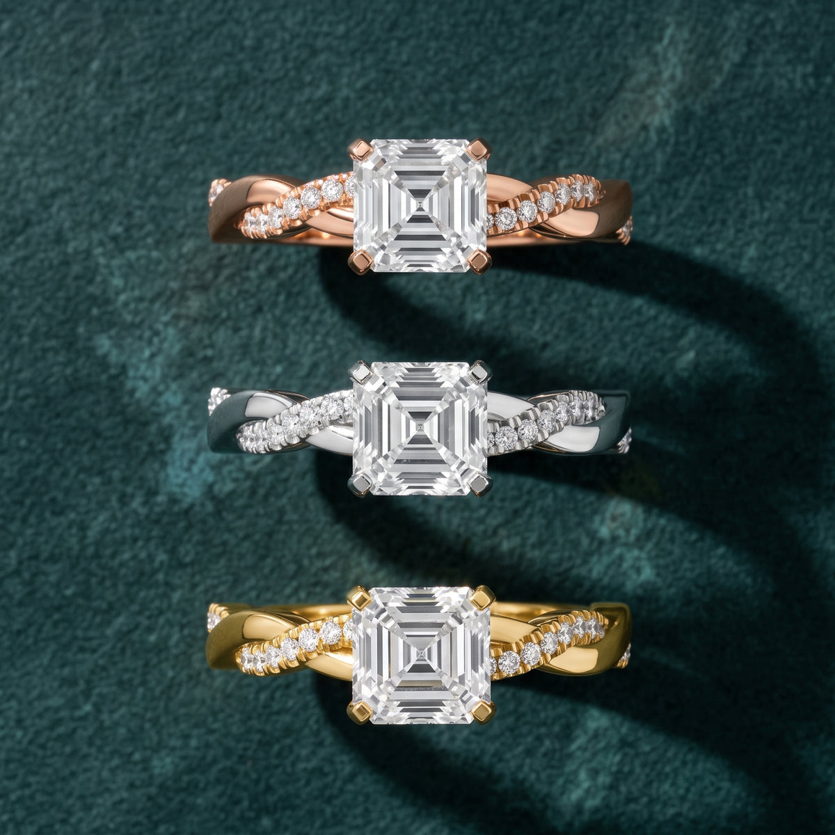 Twisted Side Stone Asscher Diamond Engagement Ring in Platinum - 3rings.jpg