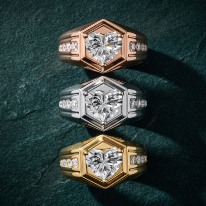 Cody Statement Channel Set Heart Diamond Engagement Ring in Yellow Gold - 3rings.jpg