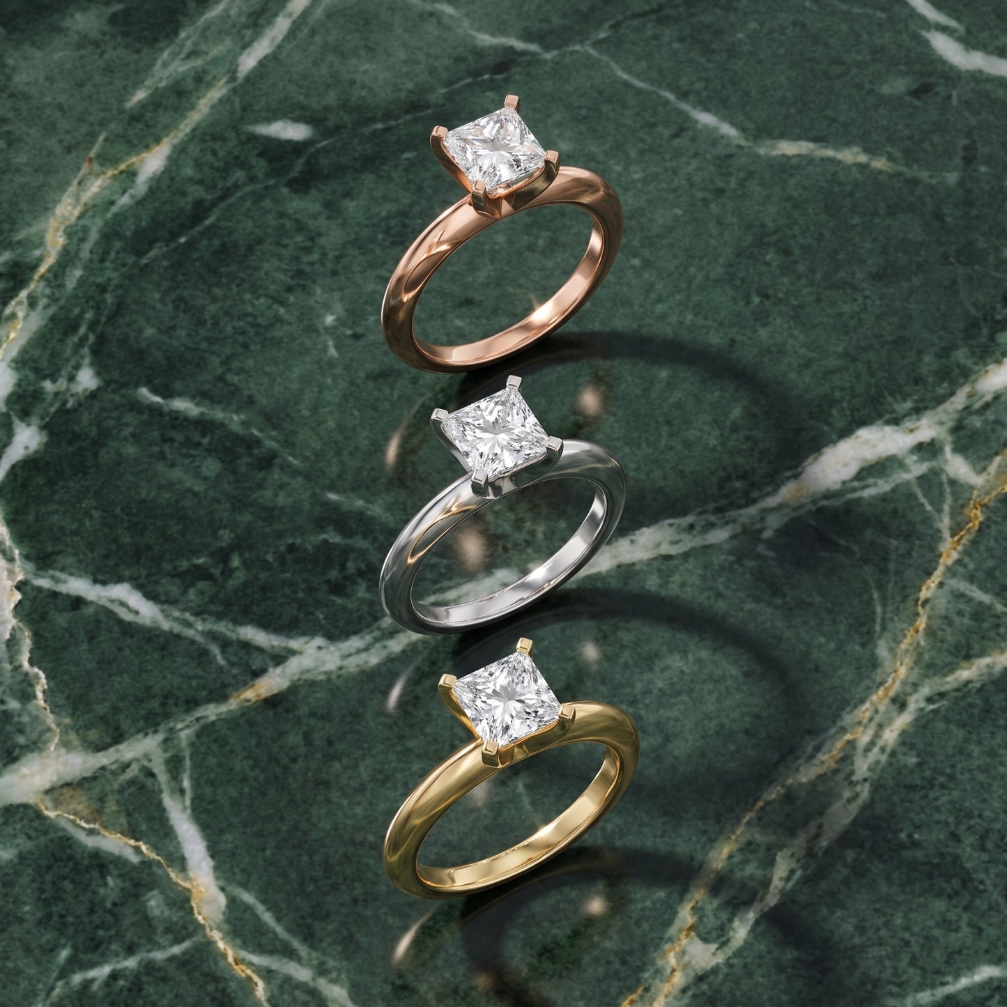 Amira Six-Prong Solitaire Princess Diamond Engagement Ring in Yellow Gold - 3rings.jpg