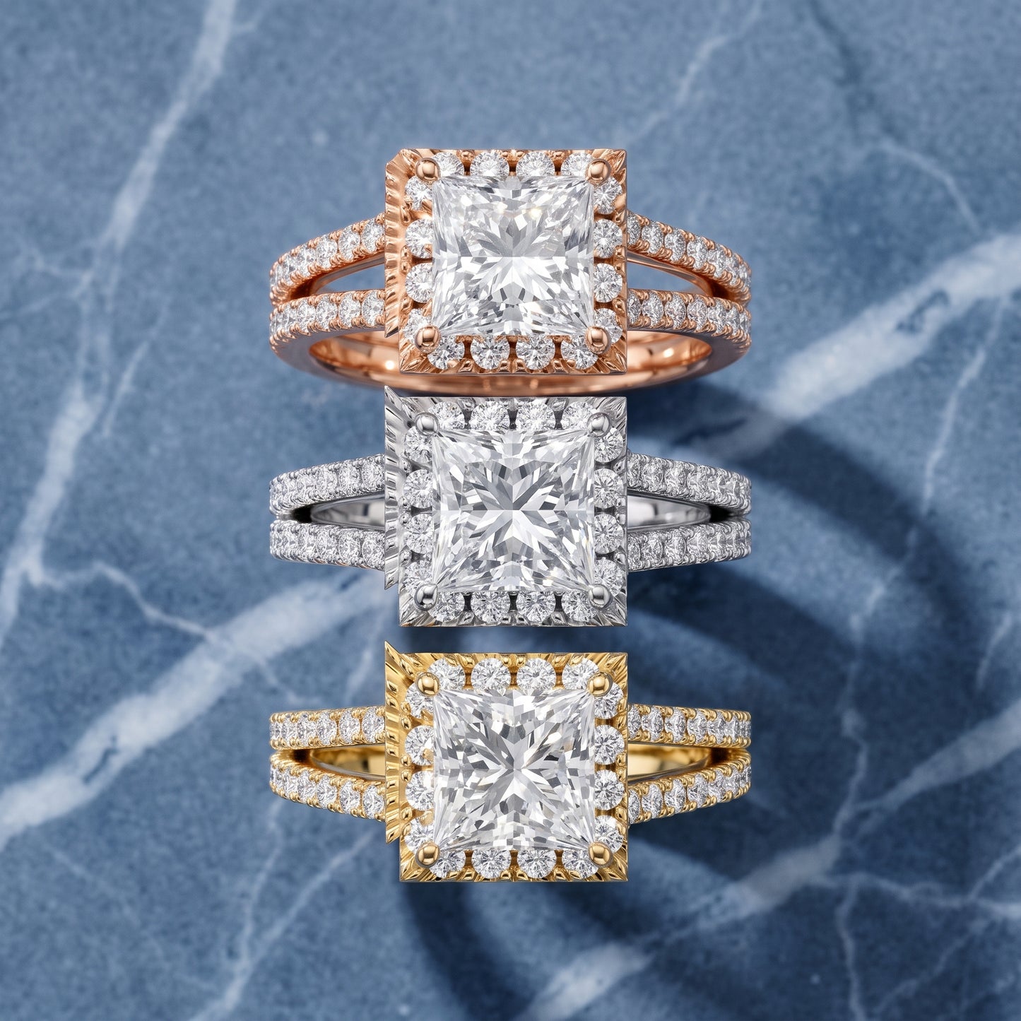 Kira Halo Split Shank Princess Diamond Engagement Ring in Platinum - 3rings.jpg