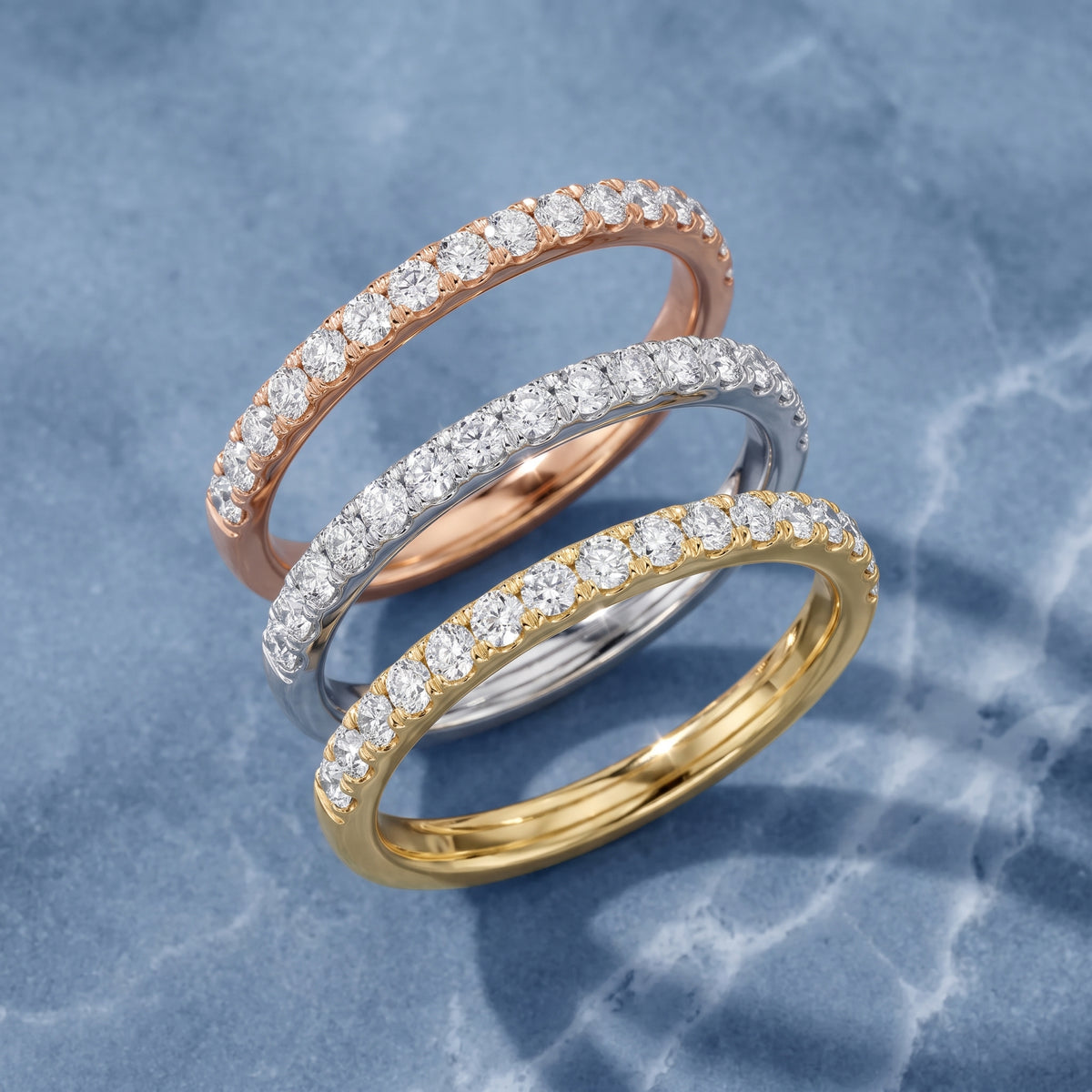 Avani French Pavé Round Diamond Half Eternity Band in Silver - 3rings.jpg