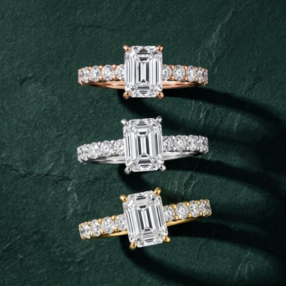 Heloise Statement Pavé Emerald Diamond Engagement Ring in Silver - 3rings.jpg