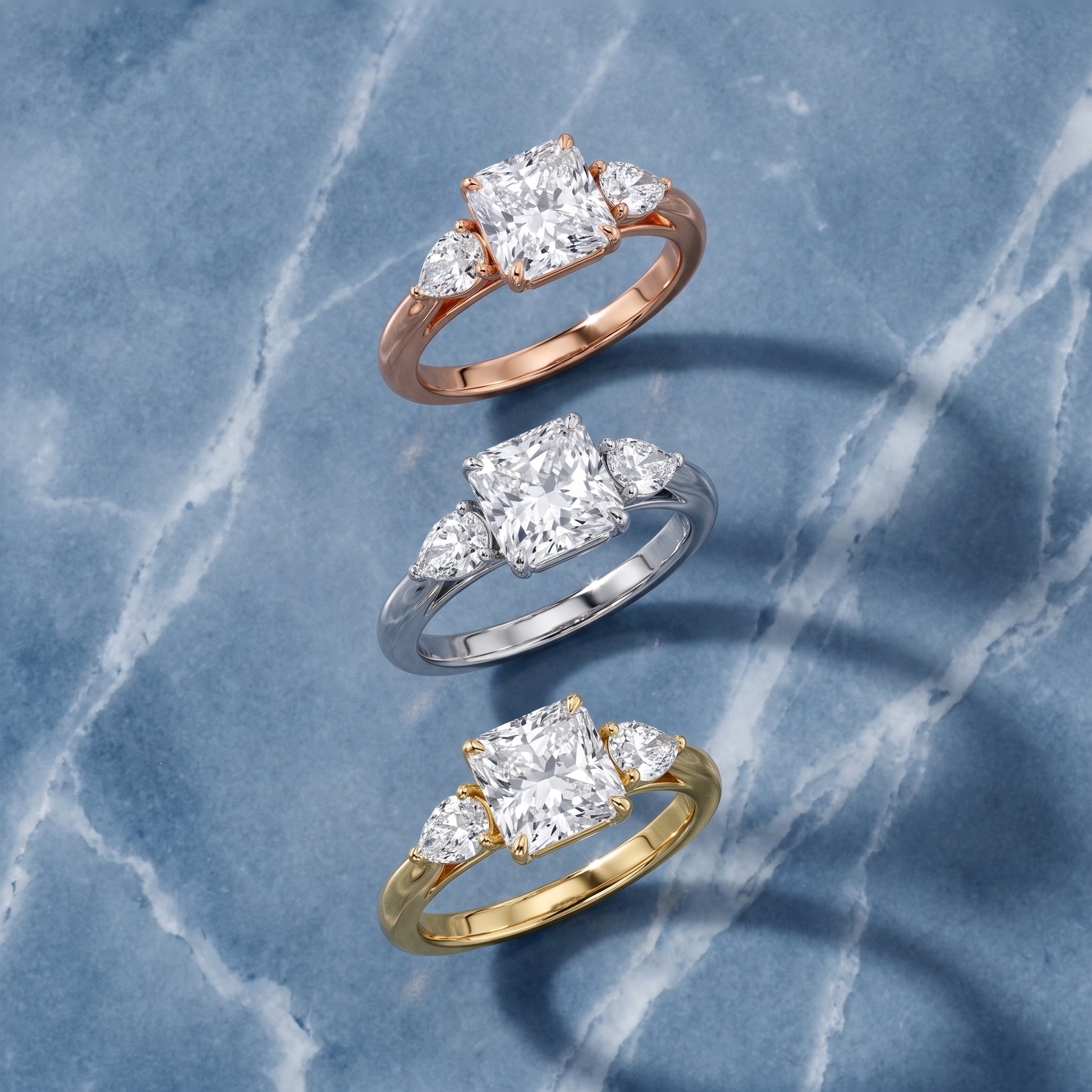 Phoebe Three-Stone Radiant Diamond Ring in Silver - 3rings.jpg