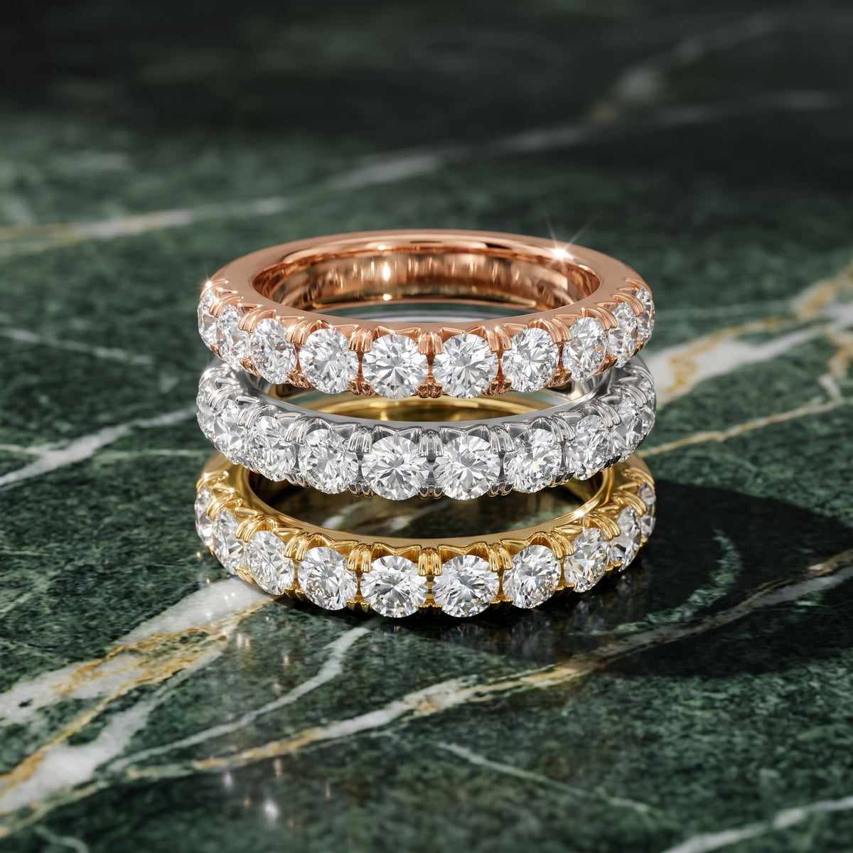 Joelle Shared Prong Round Diamond Half Eternity Band in Yellow Gold - 3rings.jpg