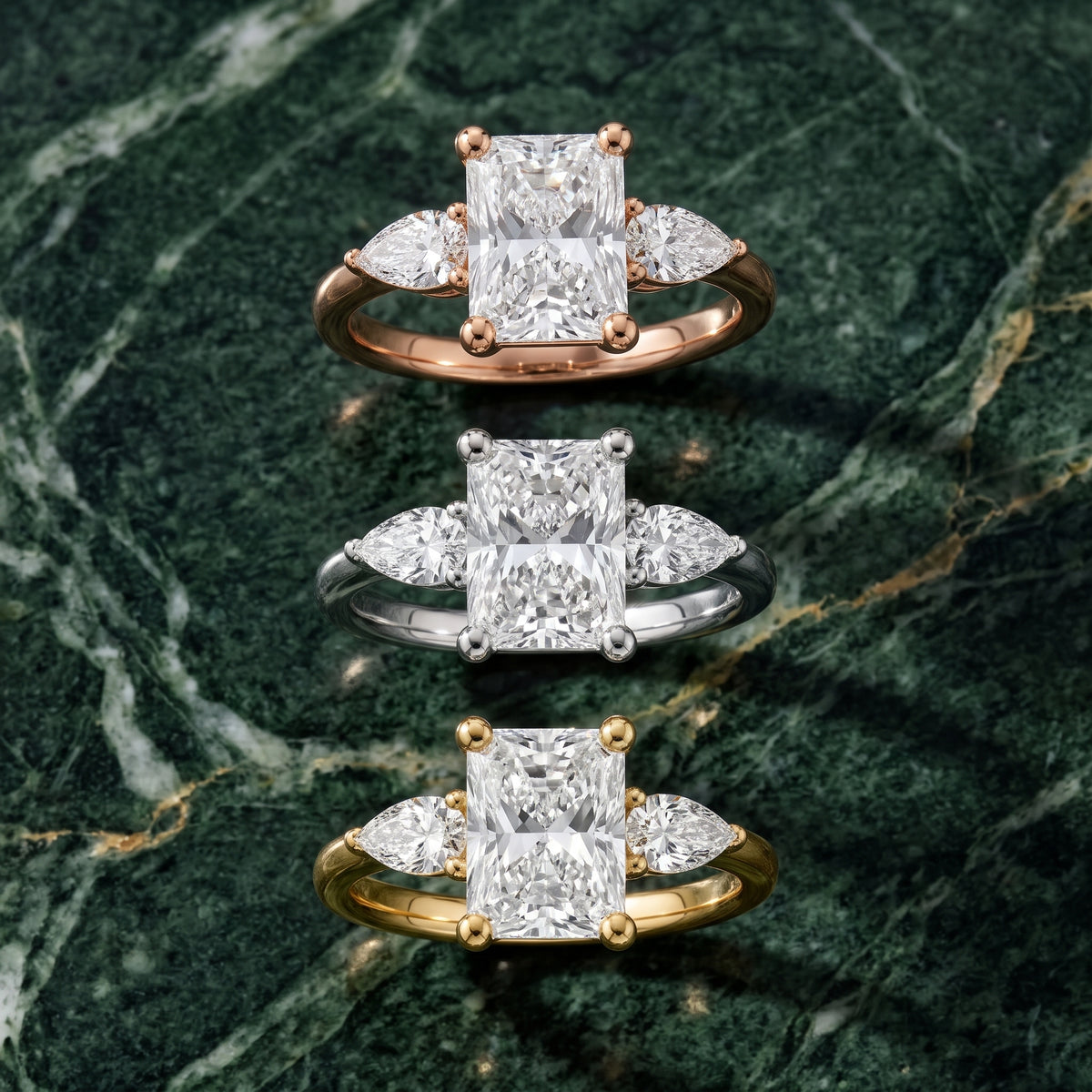 Faye Three-Stone Trellis Radiant Diamond Engagement Ring in Silver - 3rings.jpg