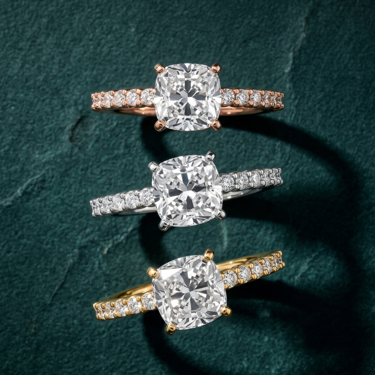 Leandra Scalloped Pavé Cushion Diamond Engagement Ring in Rose Gold - 3rings.jpg