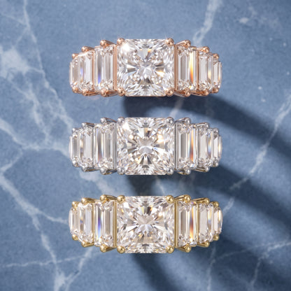 Mara Sidestone Baguette Accent Radiant Diamond Engagement Ring in Platinum - 3rings.jpg