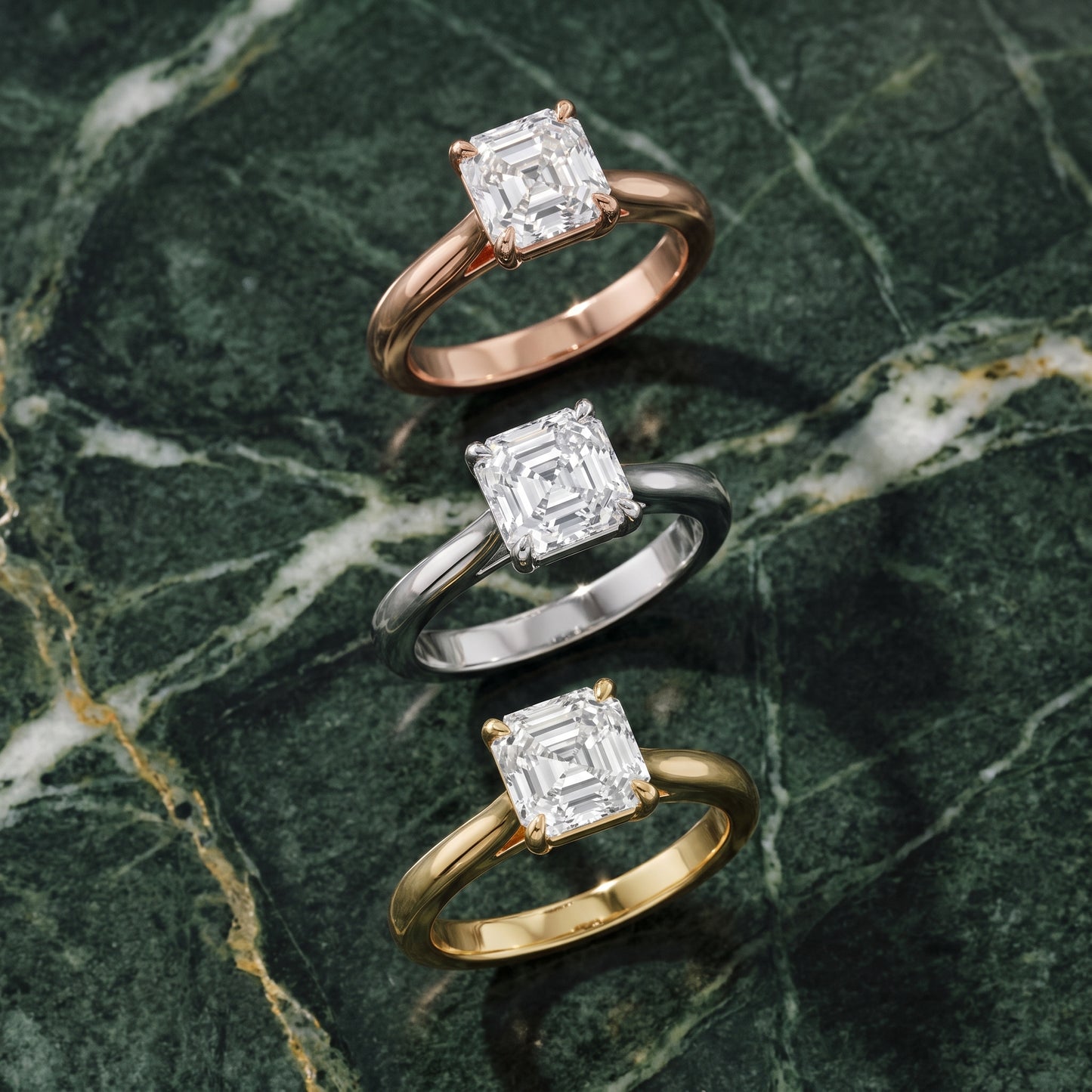 Kalia Knife Edge Solitaire Asscher Diamond Engagement Ring in Silver - 3rings.jpg