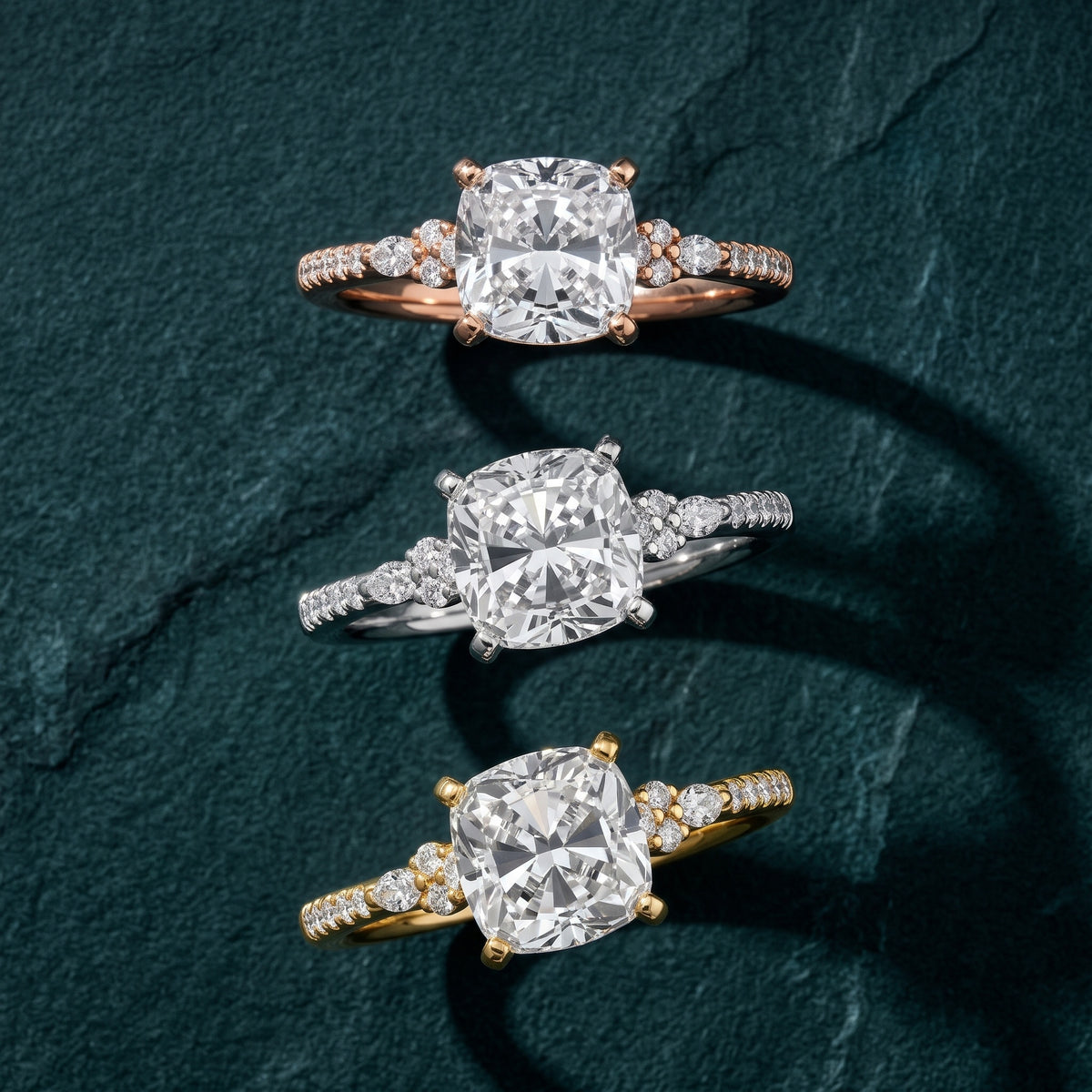 Reina Pavé Cluster Cushion Diamond Engagement Ring in Silver - 3rings.jpg