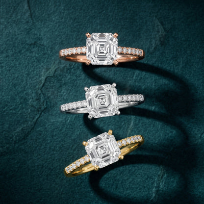 Salem Pavé Asscher Diamond Engagement Ring in Rose Gold - 3rings.jpg