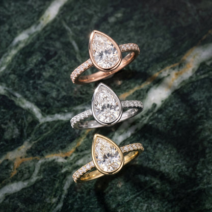 Cora Bezel Pavé Pear Diamond Ring in Platinum - 3rings.jpg