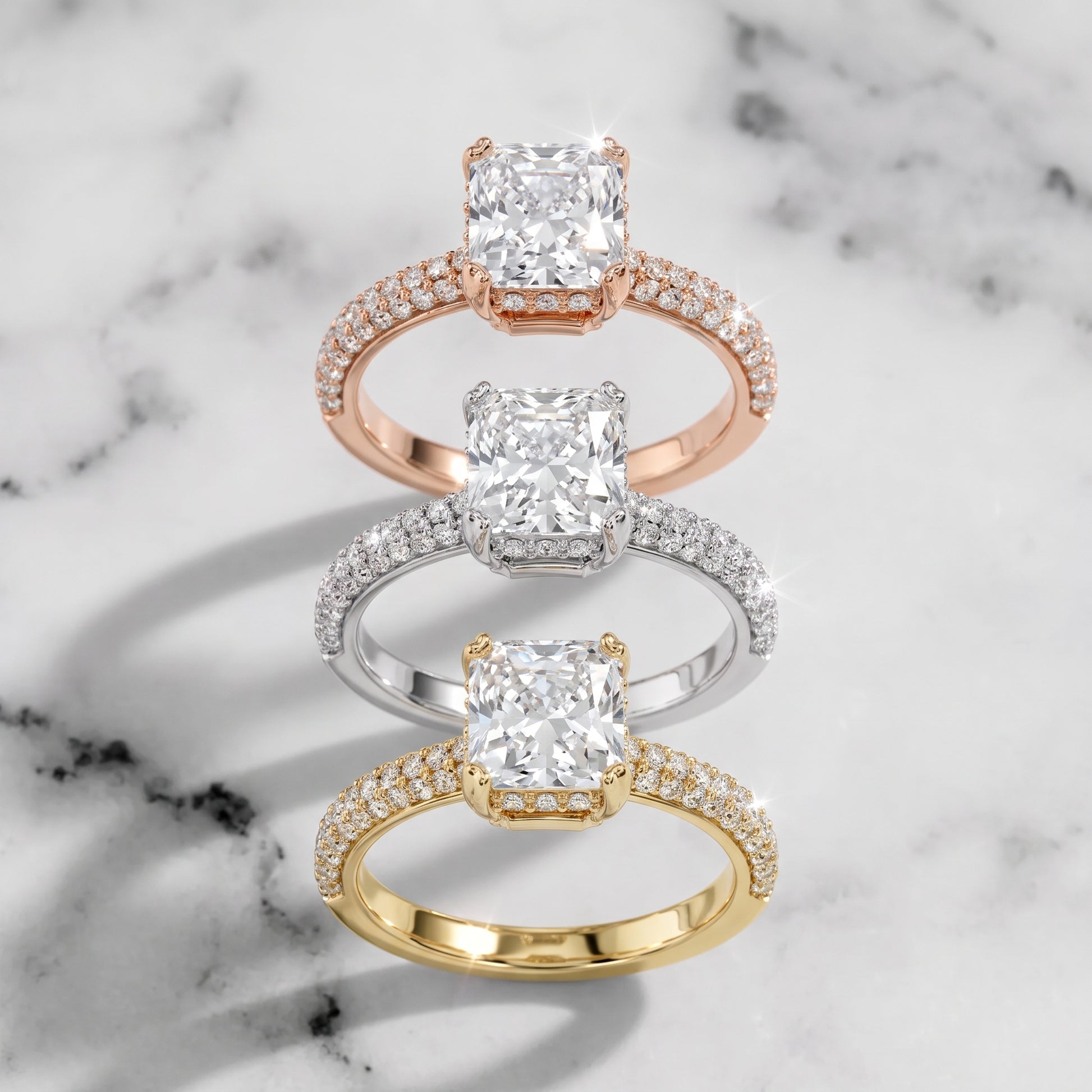 Violet Hidden Halo Pavé Radiant Diamond Ring in Yellow Gold - 3rings.jpg