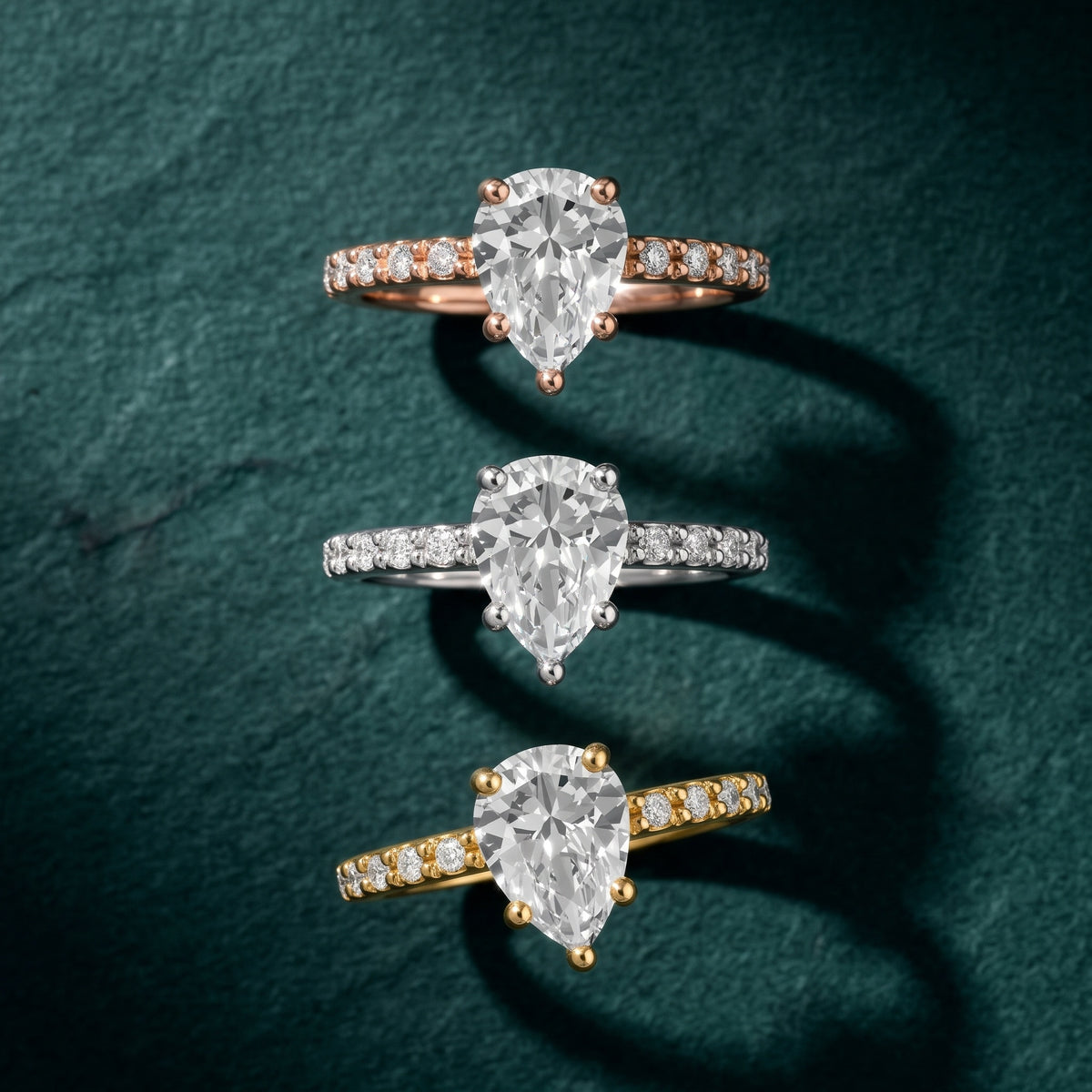 Autumn Statement Pavé Pear Diamond Engagement Ring in Platinum - 3rings.jpg