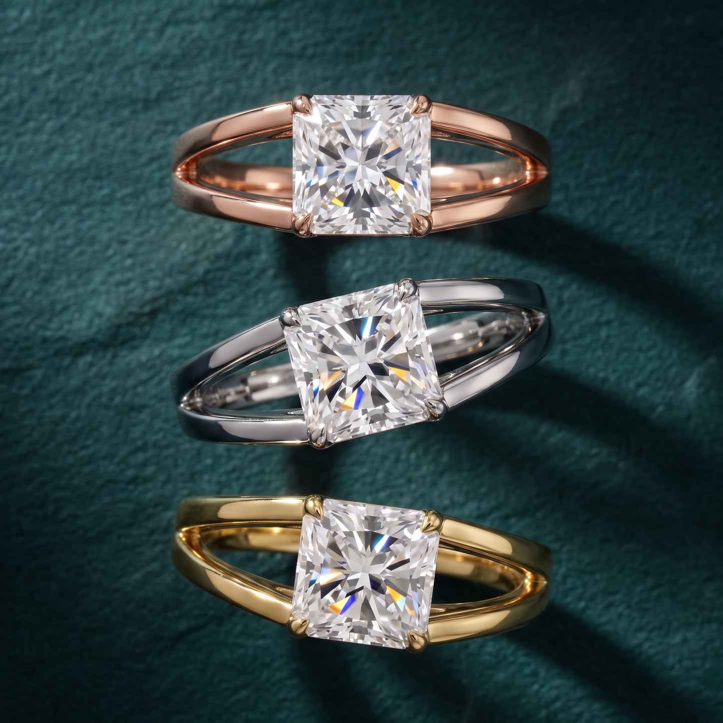 Giselle Solitaire Split Shank Radiant Diamond Engagement Ring in Silver - 3rings.jpg