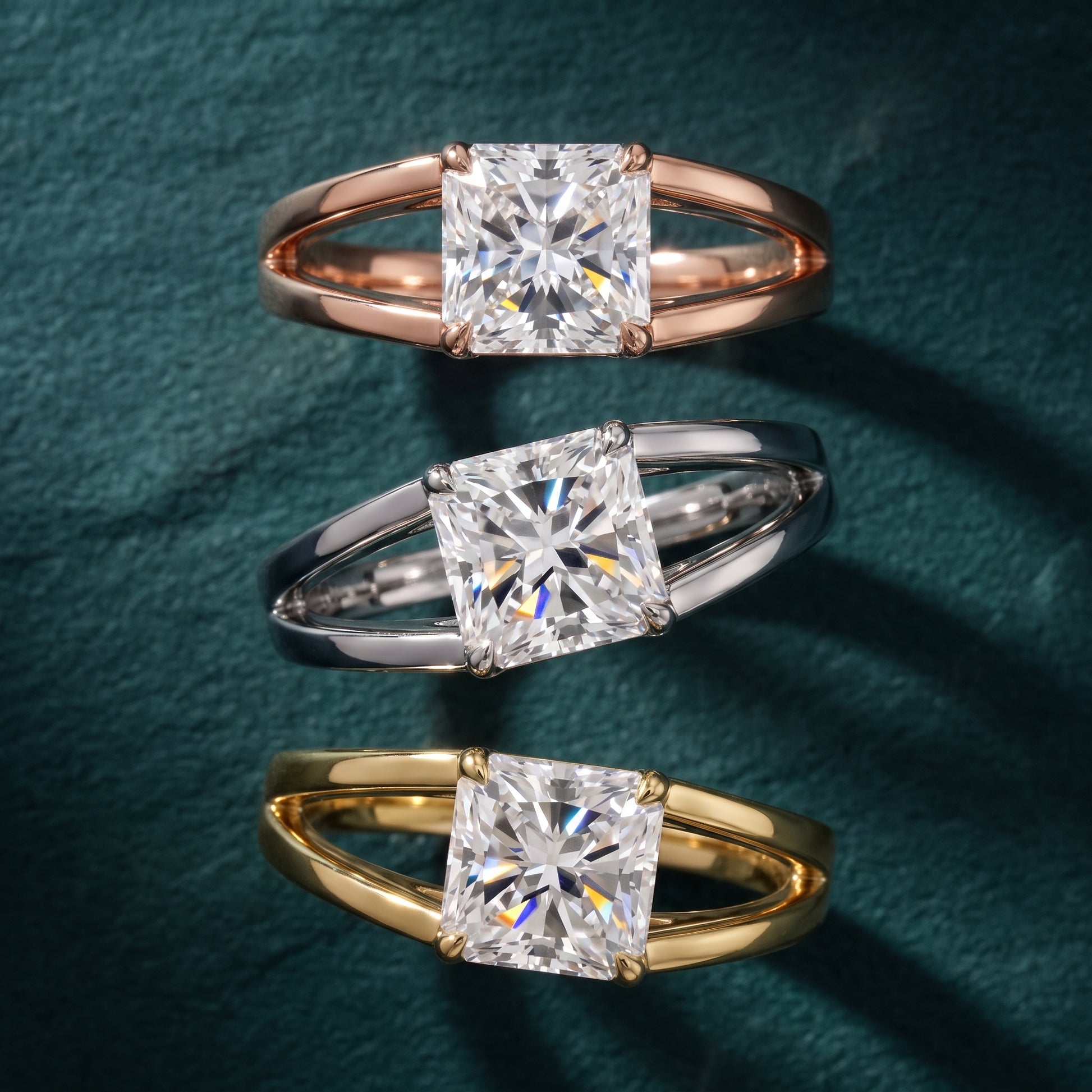 Giselle Solitaire Split Shank Radiant Diamond Engagement Ring in Silver - 3rings.jpg