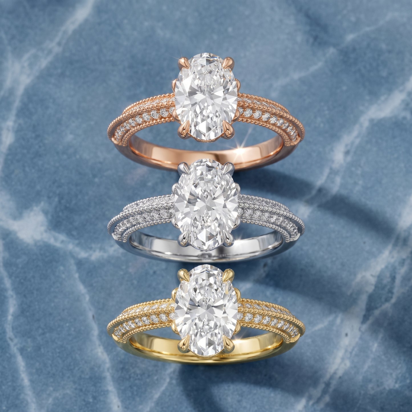 Indie Vintage Milgrain Oval Diamond Engagement Ring in Silver - 3rings.jpg