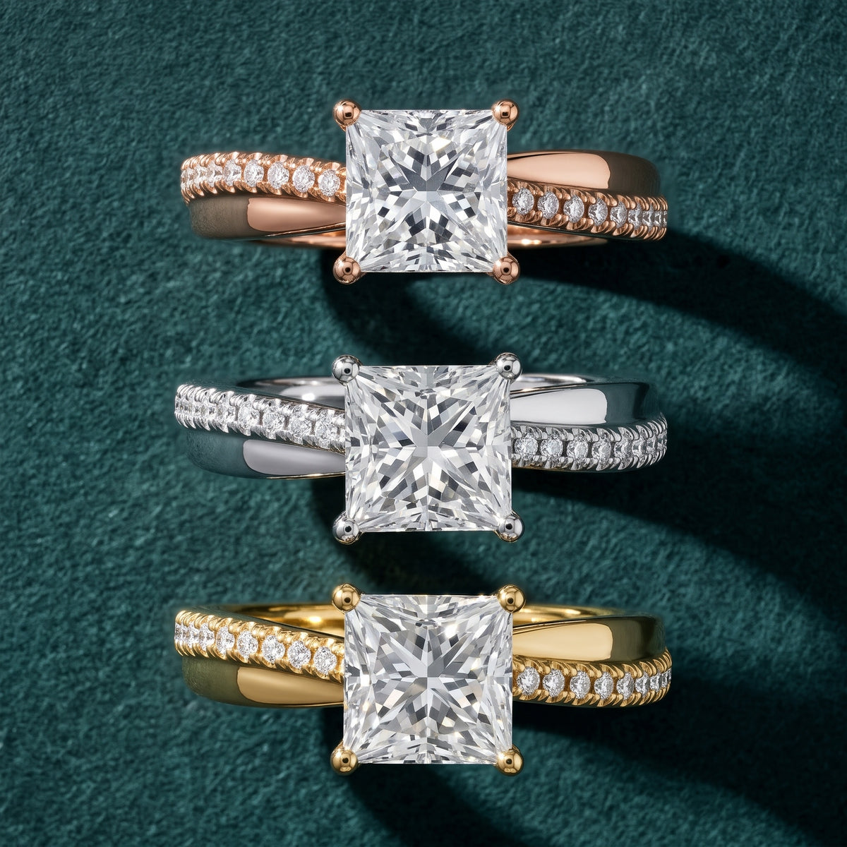 Loma Bypass Pavé Princess Diamond Engagement Ring in Rose Gold - 3rings.jpg