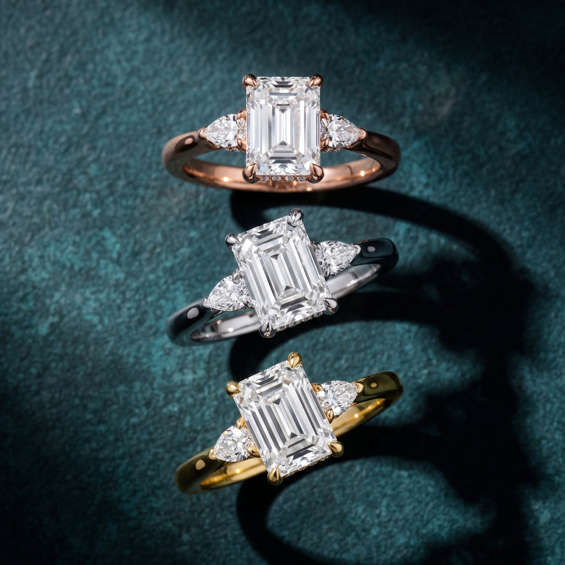 Leila Three-Stone Emerald Diamond Engagement Ring in Silver - 3rings.jpg