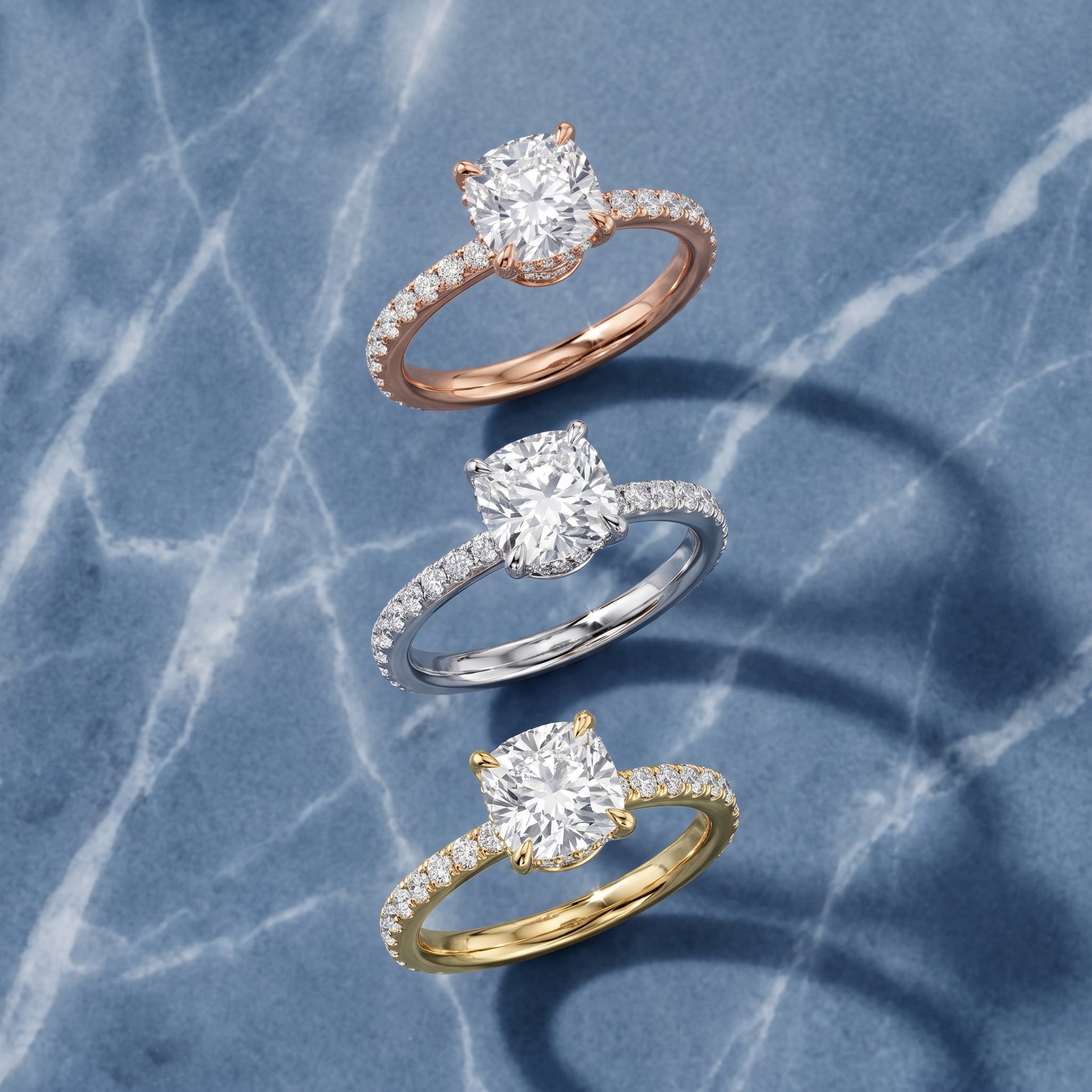 Thea Hidden Halo Pavé Cushion Diamond Engagement Ring in Platinum - 3rings.jpg