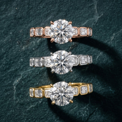 Carol Half Bezel Round Diamond Engagement Ring in Platinum - 3rings.jpg