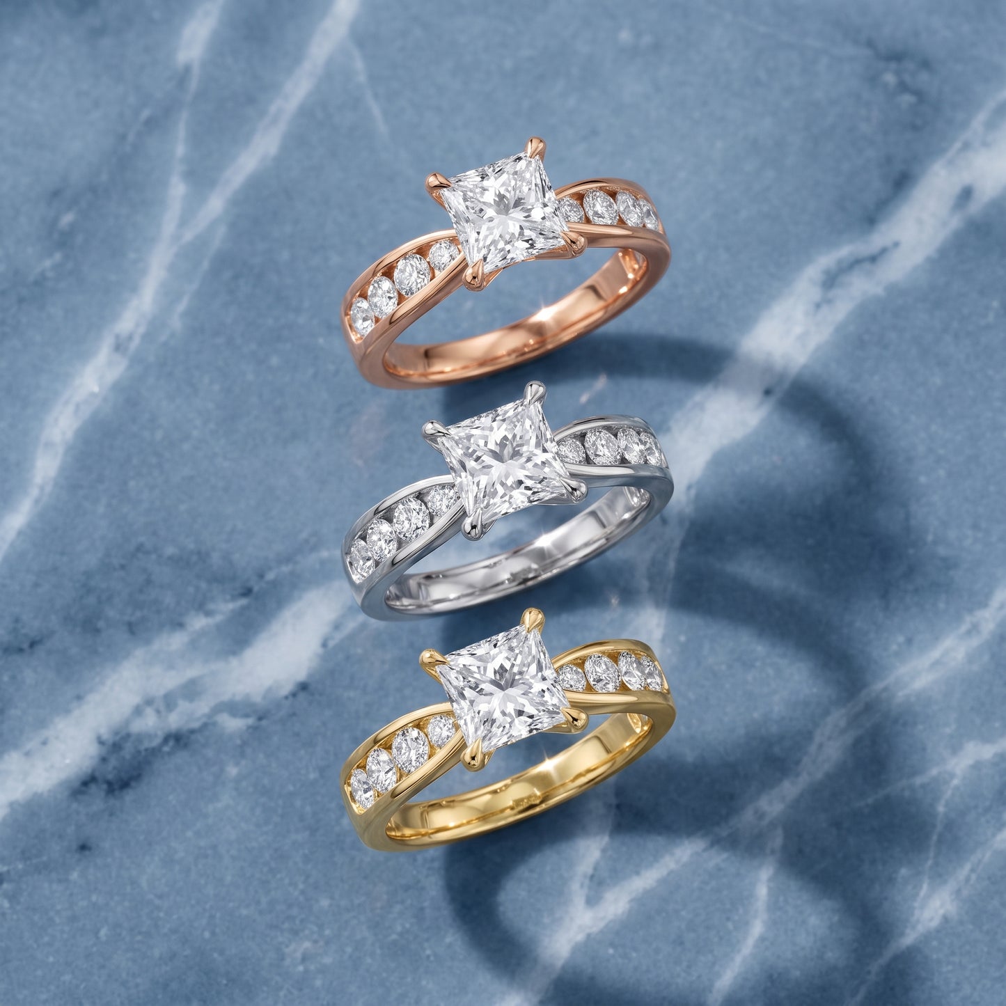 Noor Channel Set Sidestone Princess Diamond Engagement Ring in Platinum - 3rings.jpg