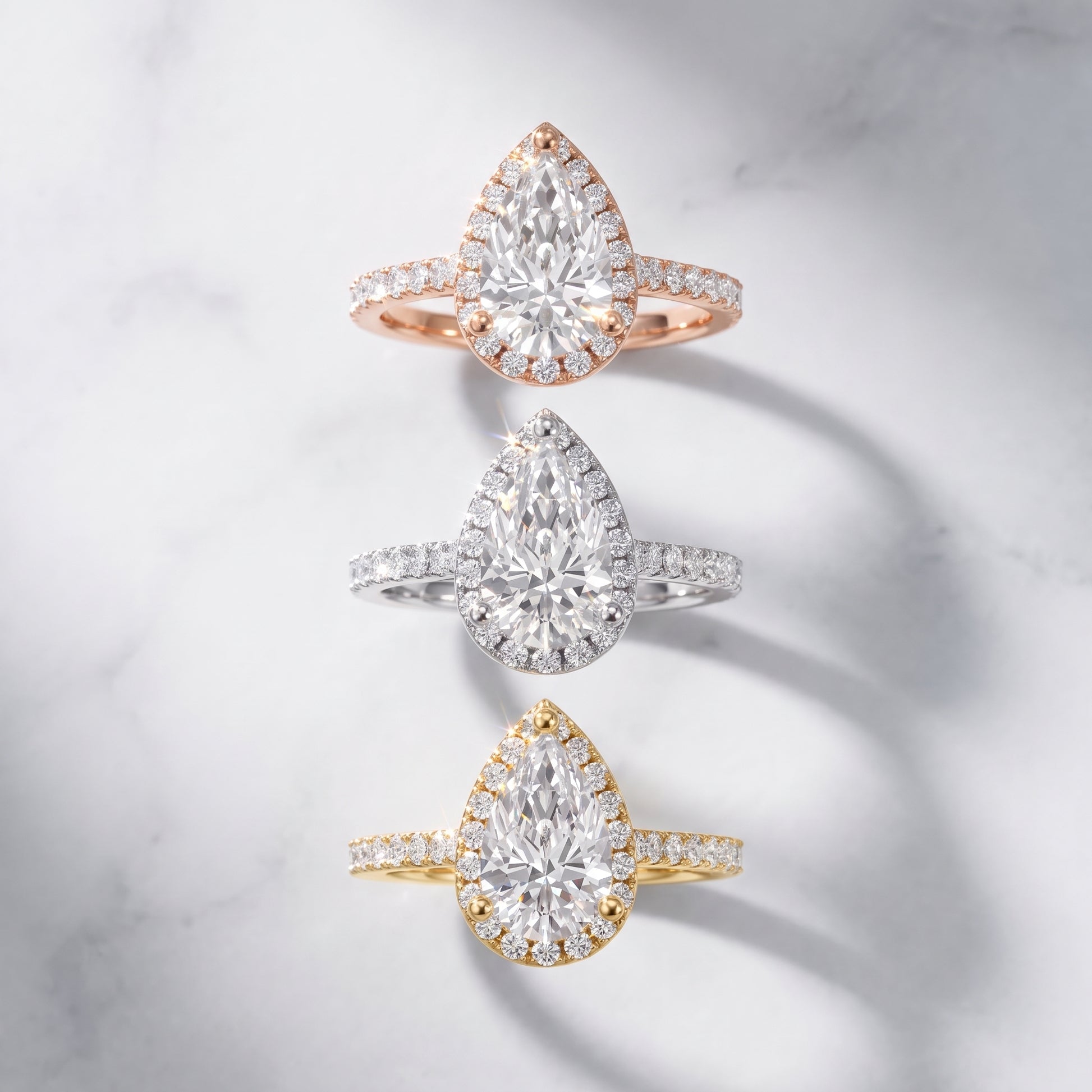 Sophie Halo Pavé Pear Diamond Ring in Silver - 3rings.jpg