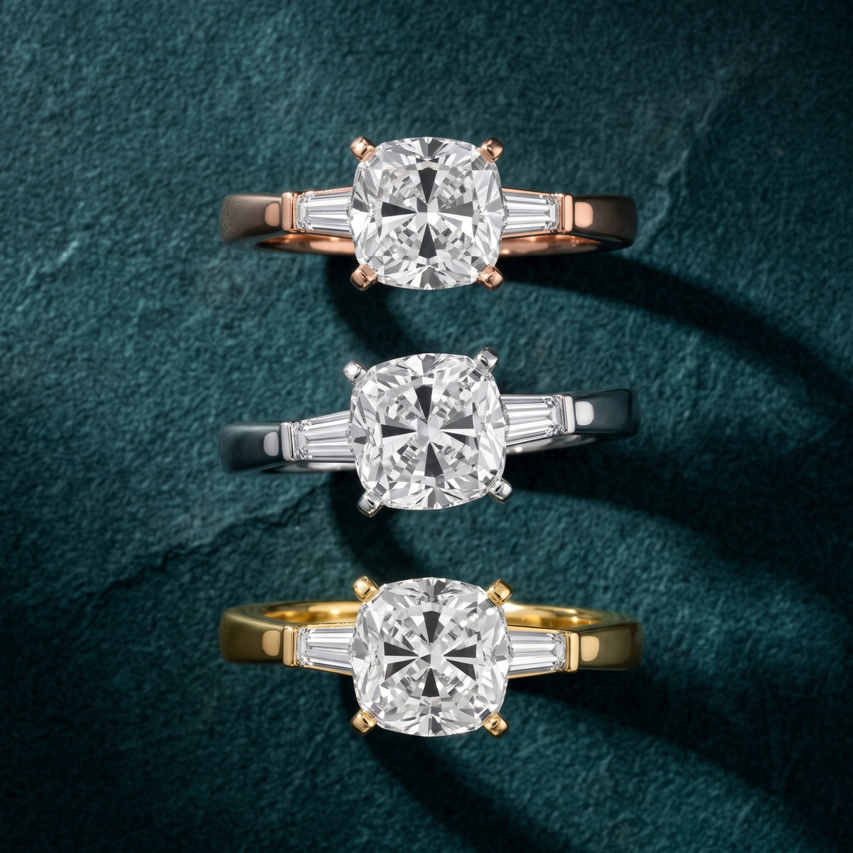 Jacinta Baguette Three-Stone Cushion Diamond Engagement Ring in Silver - 3rings.jpg