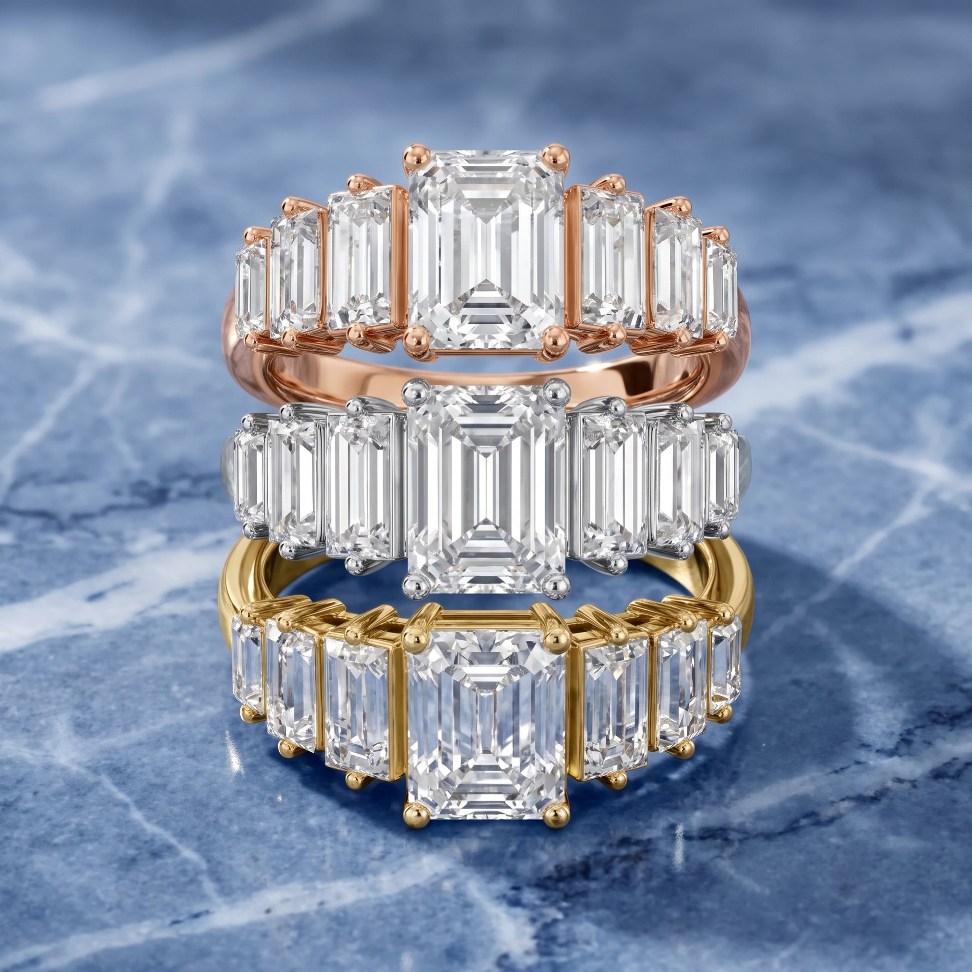 Mara Sidestone Baguette Accent Emerald Diamond Engagement Ring in Yellow Gold - 3rings.jpg