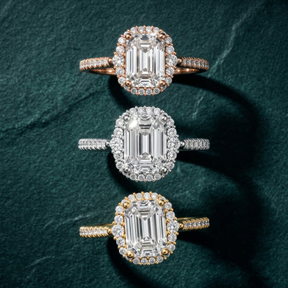 Melody Halo Cathedral Emerald Diamond Engagement Ring in Silver - 3rings.jpg
