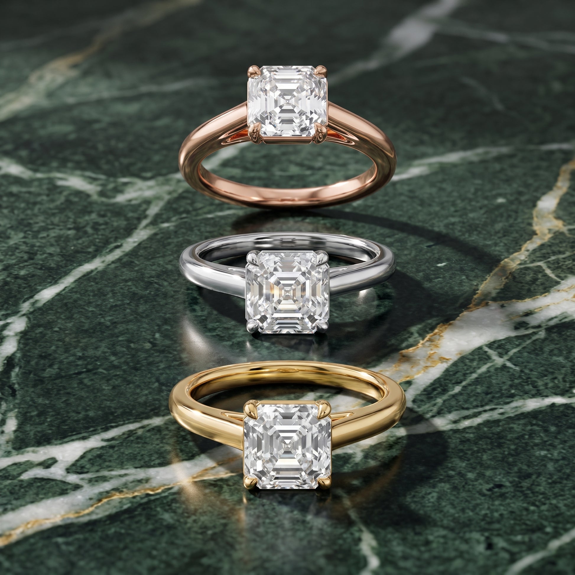 Sadie Cathedral Solitaire Asscher Diamond Ring in Rose Gold - 3rings.jpg