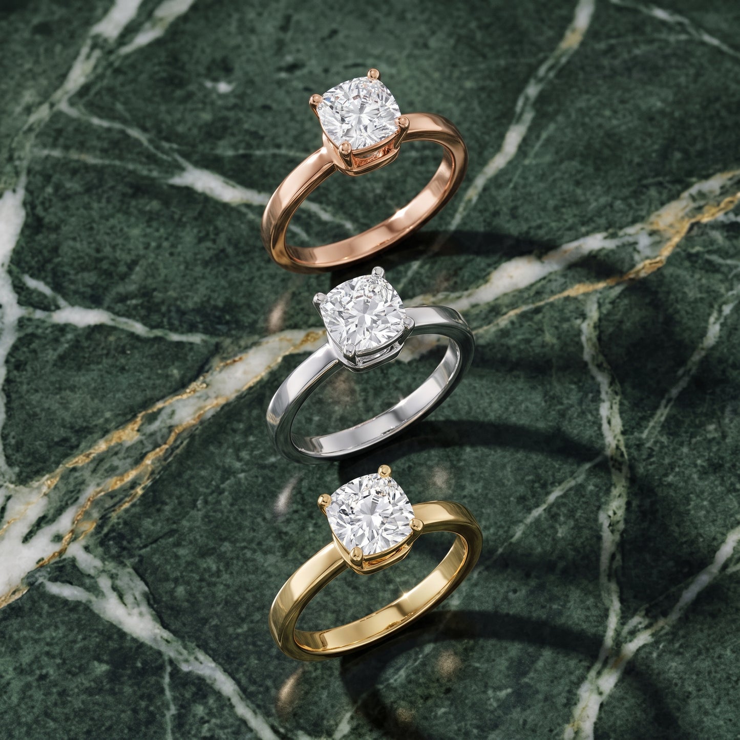 Delia Solitaire Cushion Diamond Engagement Ring in Yellow Gold - 3rings.jpg