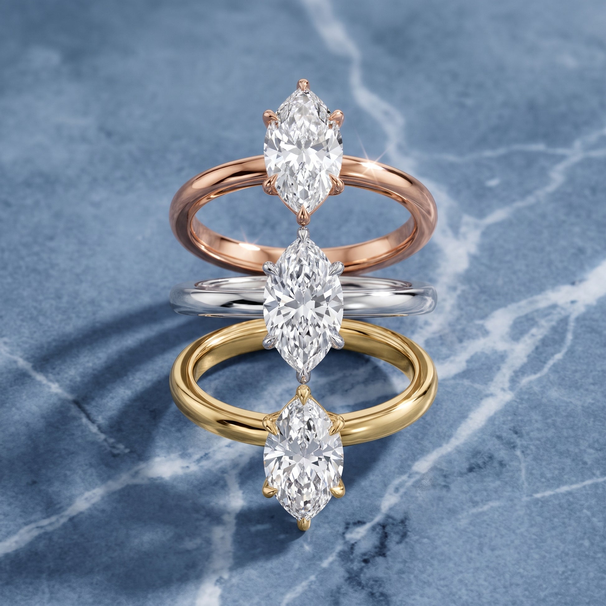 Lyla Petite Solitaire Marquise Diamond Engagement Ring in Silver - 3rings.jpg